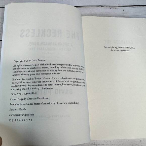 The Reckless David Putnam Signed ARC 2019 Advance Reading Copy Bruno Johnson - Picture 5 of 6